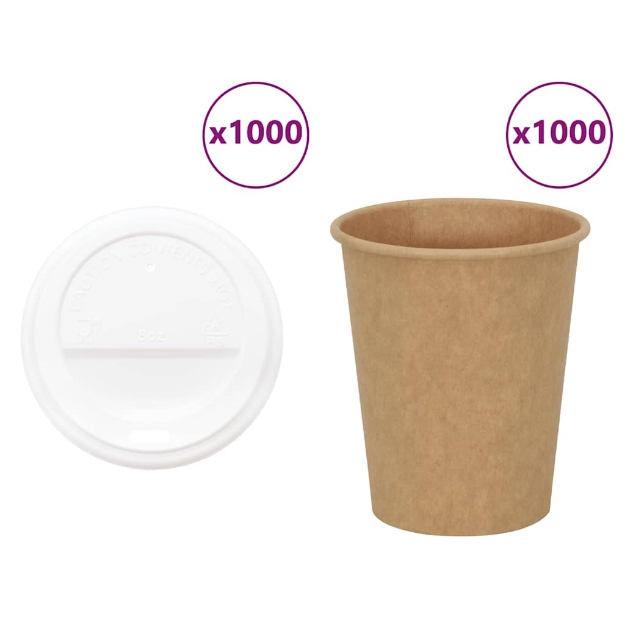 Tazze da Caffè in Carta con Coperchi 1000 pz 8oz 200 ml