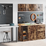 Armadi da Garage 2 pz Rovere Fumo in Legno Multistrato