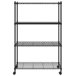 Scaffale a 4 Livelli con Ruote 90x35x142 cm Nero 200 kg