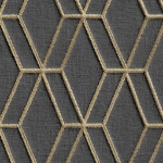 DUTCH WALLCOVERINGS Carta da Parati Design Esagonale Nero e Oro