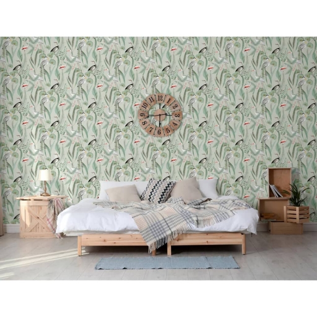 DUTCH WALLCOVERINGS Carta da Parati "Flamingo" Menta