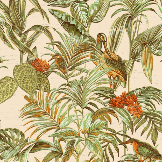 DUTCH WALLCOVERINGS Carta da Parati Bird-of-Paradise Verde