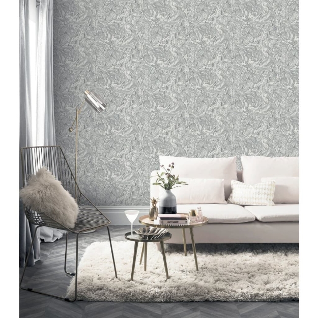 DUTCH WALLCOVERINGS Carta da Parati Liquid Marble Grigio