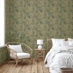 DUTCH WALLCOVERINGS Carta da Parati Joelle in Verde e Oro