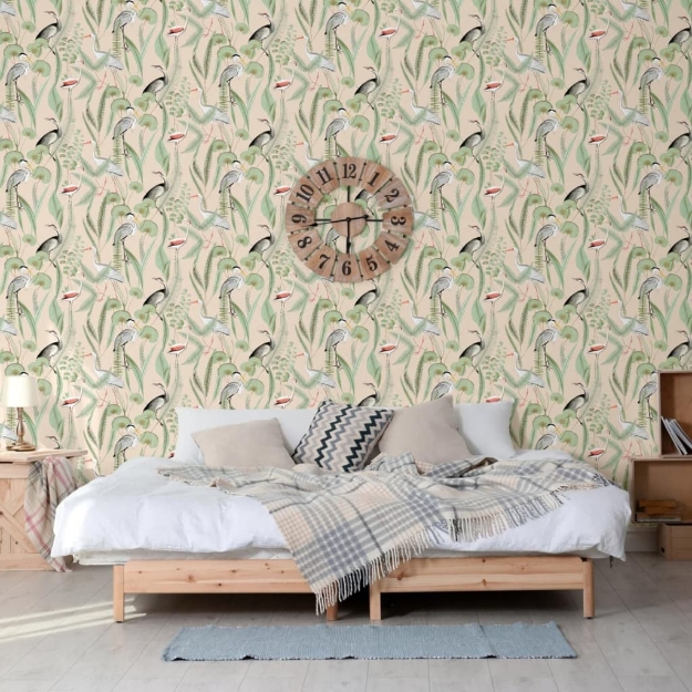 DUTCH WALLCOVERINGS Carta da Parati "Chevron" Crema e Menta