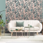 DUTCH WALLCOVERINGS Carta da Parati Foglie e Uccelli Verde e Rosa