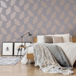 DUTCH WALLCOVERINGS Carta da Parati Fawning Feather Grigio e Oro Rosa