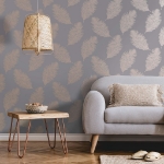 DUTCH WALLCOVERINGS Carta da Parati Fawning Feather Grigio e Oro Rosa