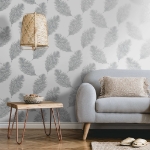 DUTCH WALLCOVERINGS Carta da Parati Fawning Feather Grigio Chiaro