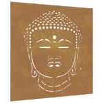 Decorazione Muro Giardino 55x55 cm Testa Buddha Acciaio Corten