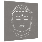 Decorazione Muro Giardino 55x55 cm Testa Buddha Acciaio Corten