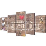 Set Stampa su Tela da Muro 5 pz Home Sweet Home 100 x 50 cm