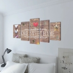 Set Stampa su Tela da Muro 5 pz Home Sweet Home 100 x 50 cm