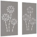 Decorazioni Muro da Giardino 2pz 105x55 cm Fiore Acciaio Corten