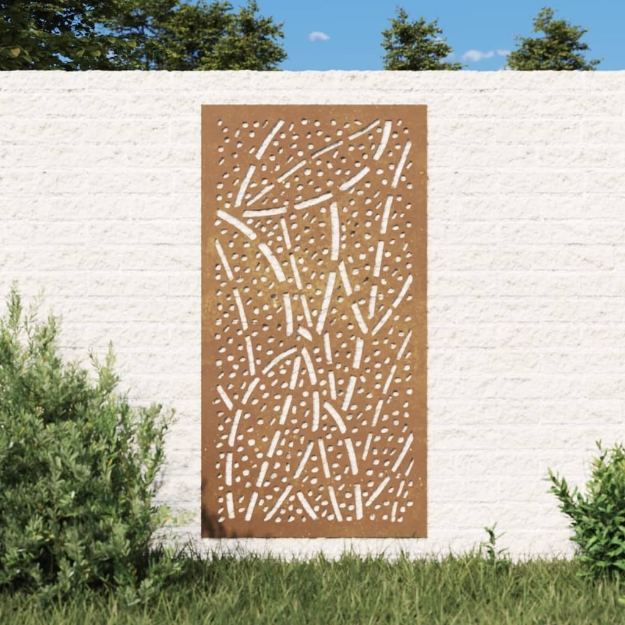 Decorazione Muro da Giardino 105x55 cm Foglia Acciaio Corten