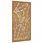 Decorazione Muro da Giardino 105x55 cm Foglia Acciaio Corten