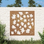 Decorazione Muro Giardino 55x55 cm Foglia Acero Acciaio Corten