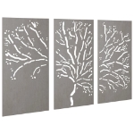 Decorazioni Muro Giardino 3pz 105x55 cm Albero Acciaio Corten