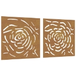 Decorazioni Muro Giardino 2 pz 55x55 cm Rosa in Acciaio Corten