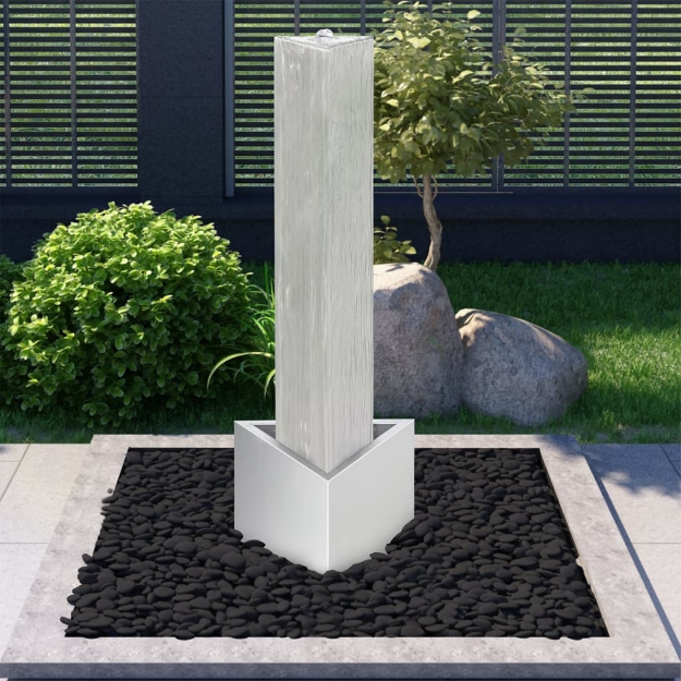 Fontana da Giardino Argento 37,7x32,6x110 cm in Acciaio Inox