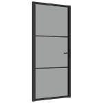 Porta Interna 93x201,5 cm Nera in Vetro ESG e Alluminio