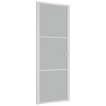 Porta Interna 76x201,5 cm Bianco Opaco Vetro e Alluminio