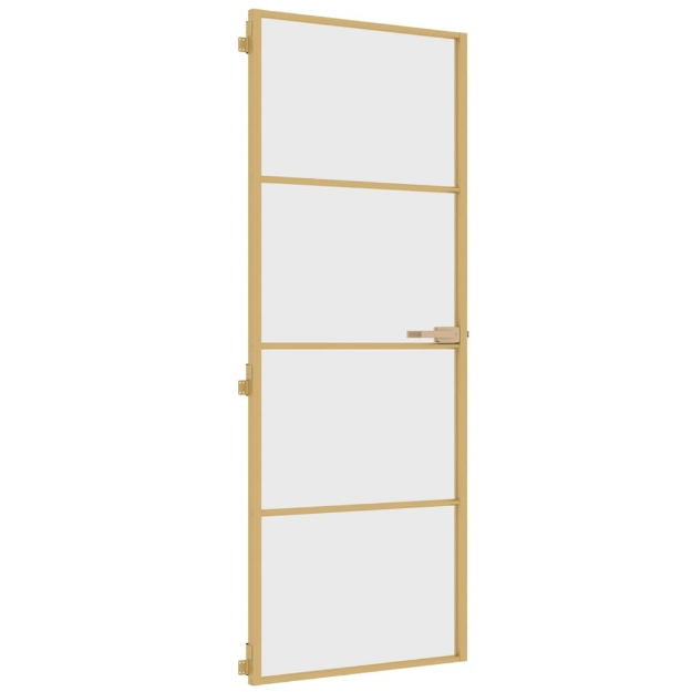 Porta Interni Sottile Oro 76x201,5cm Vetro Temperato Alluminio