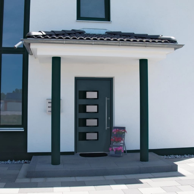 Porta Ingresso Antracite 110x210 cm in Alluminio e PVC