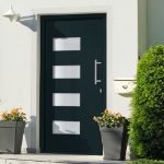 Porta d'Ingresso in Alluminio e PVC Antracite 110x210 cm