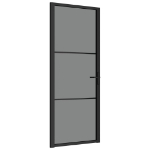 Porta Interna 83x201,5 cm Nero Opaco Vetro ESG e Alluminio