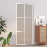 Porta Interna 93x201,5 cm Bianco Opaco Vetro e Alluminio