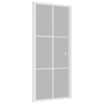 Porta Interna 93x201,5 cm Bianco Opaco Vetro e Alluminio