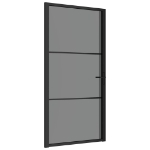 Porta Interna 102,5x201,5 cm Nera in Vetro ESG e Alluminio