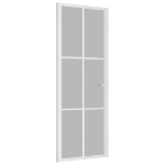 Porta Interna 76x201,5 cm Bianco Opaco Vetro e Alluminio