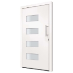 Porta d'Ingresso in Alluminio e PVC Bianco 110x210 cm