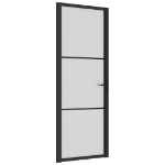 Porta Interna 76x201,5 cm Nero Opaco Vetro e Alluminio