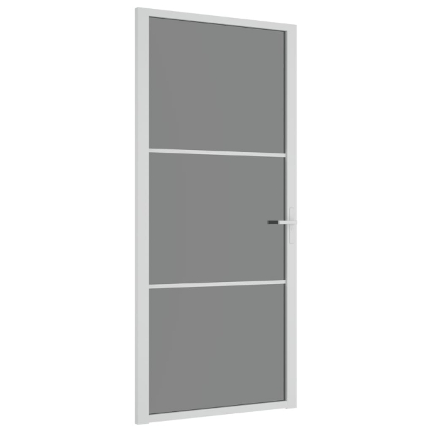 Porta Interna 93x201,5 cm Bianca in Vetro ESG e Alluminio