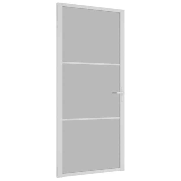 Porta Interna 93x201,5 cm Bianco Opaco Vetro e Alluminio