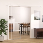 Porta Scorrevole ESG Vetro e Alluminio 76x205 cm Bianca