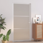 Porta Interna 102,5x201,5 cm Bianco Opaco in Vetro e Alluminio