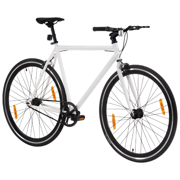 Bicicletta a Scatto Fisso Bianca e Nera 700c 59 cm