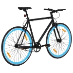 Bicicletta a Scatto Fisso Nera e Blu 700c 51 cm