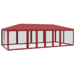 Tenda per Feste con 12 Pareti Laterali in Rete Rossa 8x4 m HDPE