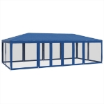 Tenda per Feste con 12 Pareti Laterali in Rete Blu 8x4 m HDPE