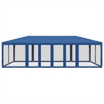 Tenda per Feste con 12 Pareti Laterali in Rete Blu 8x4 m HDPE