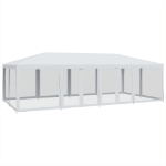 Tenda per Feste con 12 Pareti Laterali in Rete Bianco 8x4m HDPE