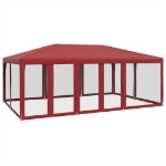 Tenda per Feste con 10 Pareti Laterali in Rete Rossa 6x4 m HDPE