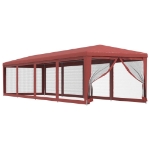 Tenda per Feste con 10 Pareti Laterali in Rete Rossa 3x12m HDPE