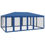 Tenda per Feste con 10 Pareti Laterali in Rete Blu 6x4 m HDPE