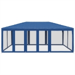 Tenda per Feste con 10 Pareti Laterali in Rete Blu 6x4 m HDPE